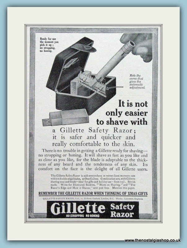Gillette Razor Advert Gillette Safety Razor. Original Advert 1911 (ref AD6001) – The ...