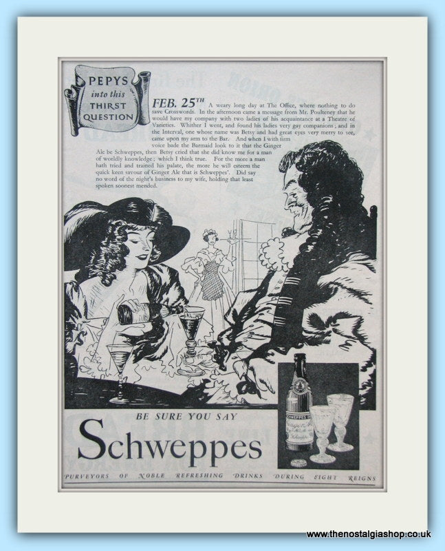 Schweppes. Set of 3 Original Adverts 1938. (ref AD4952)