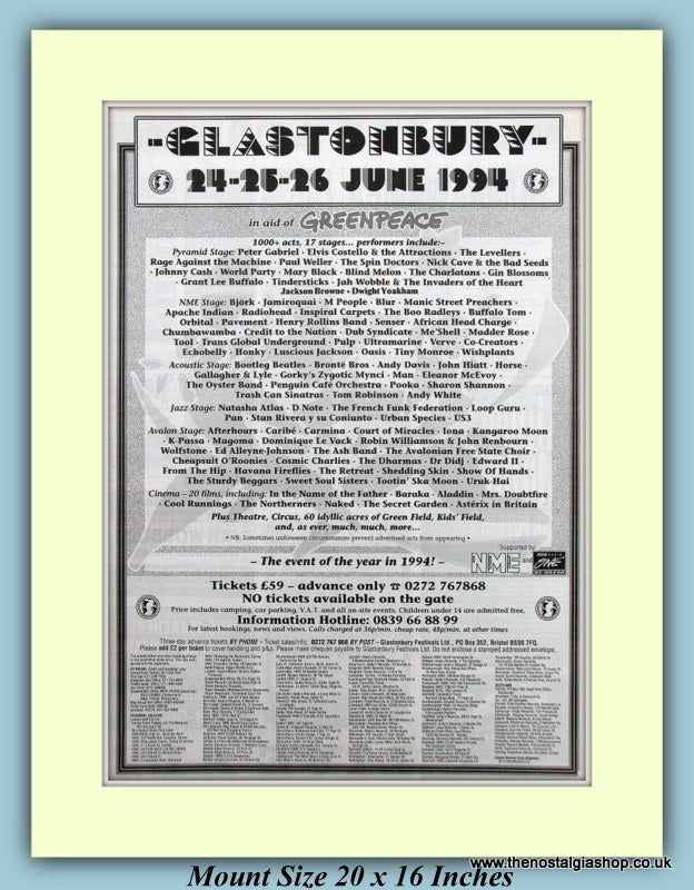 Glastonbury Festival 1994 Original Advert (ref AD9034)