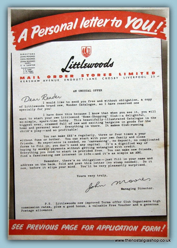 Littlewoods Mail Order 1955. (ref AD3644)