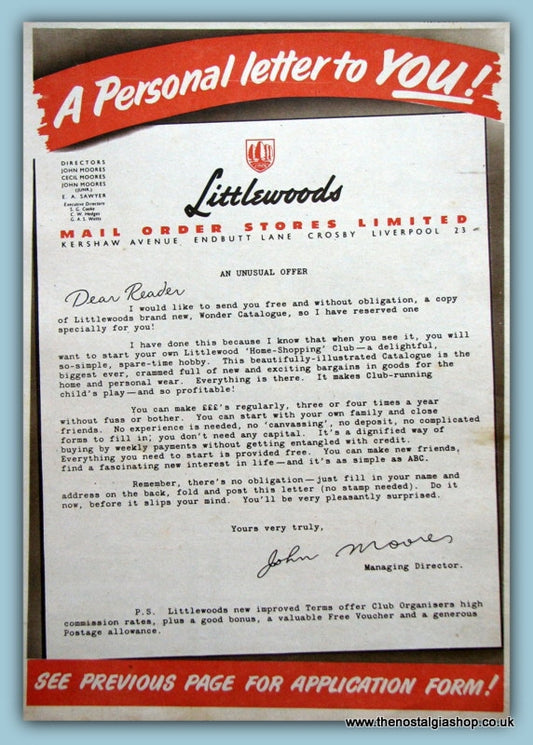 Littlewoods Mail Order 1955. (ref AD3644)