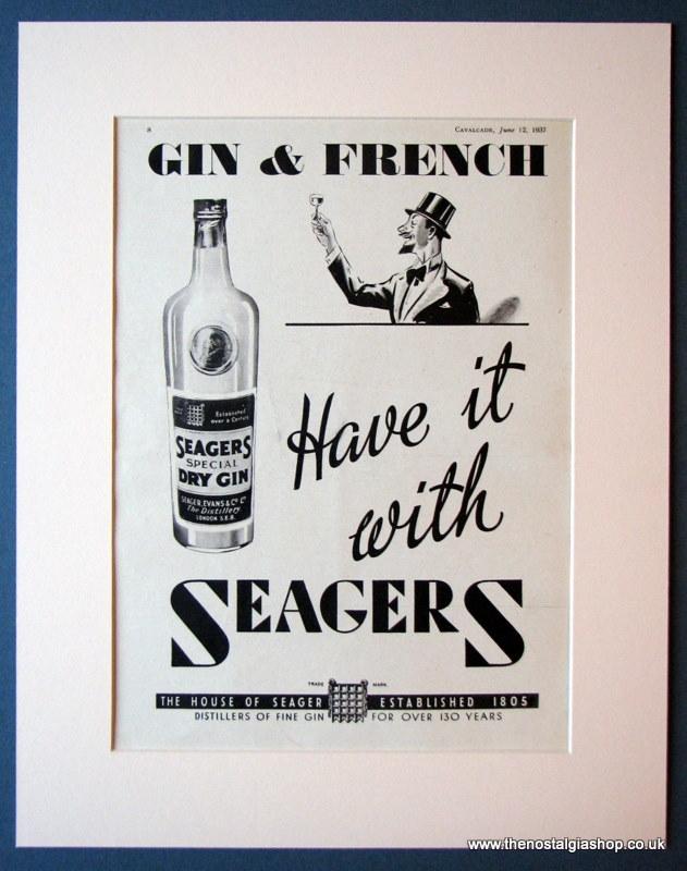Seagers Gin 1937 Original Adverts Set Of  3 (ref AD1148)