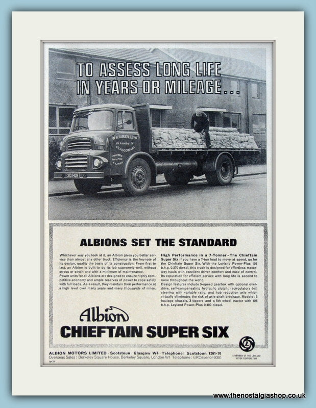 Albion Chieftain Super Six Truck Original Advert 1966 (ref AD2973)