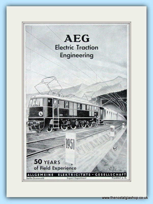 AEG Electric Traction Engineering Original Advert 1951 (ref AD6506)