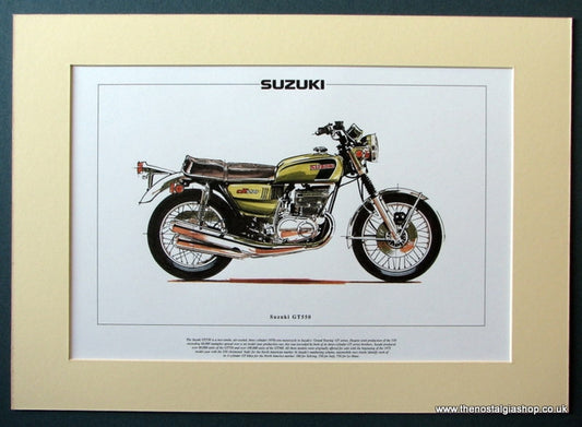 Suzuki GT550 Mounted Motorcycle Print (ref PR3032)