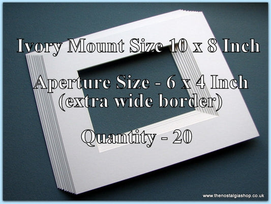 Mounts. Ivory, Size 10 x 8 Inch. Wide Border. Quantity 20.