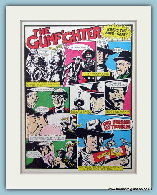 Hubba Bubba The Gumfighter Set Of 2 Original Adverts 1981 (ref AD6441)