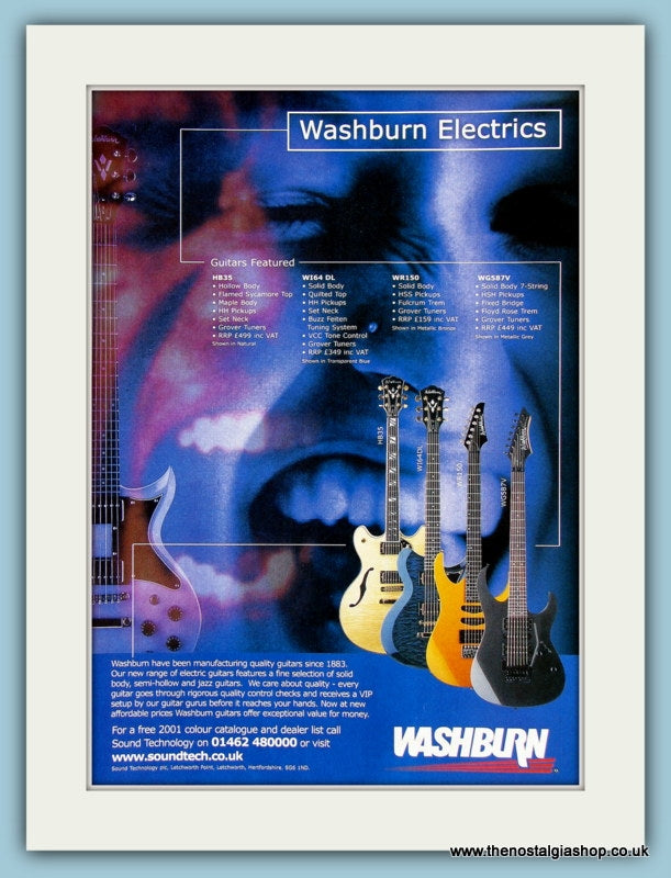 Washburn Electric Guitars. Original Advert 2001 (ref AD2233)