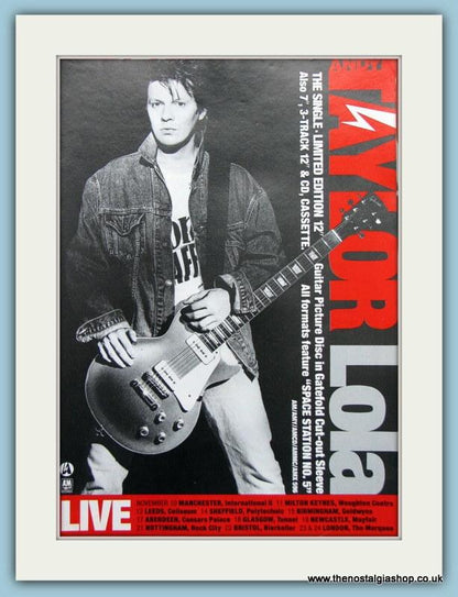 Andy Taylor Dangerous & Lola 1990 Set Of 2 Original  Adverts (ref AD3155)