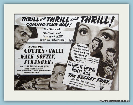 Walk Softly Stranger starring Joseph Cotton, 1951 Original Advert (ref AD3239)