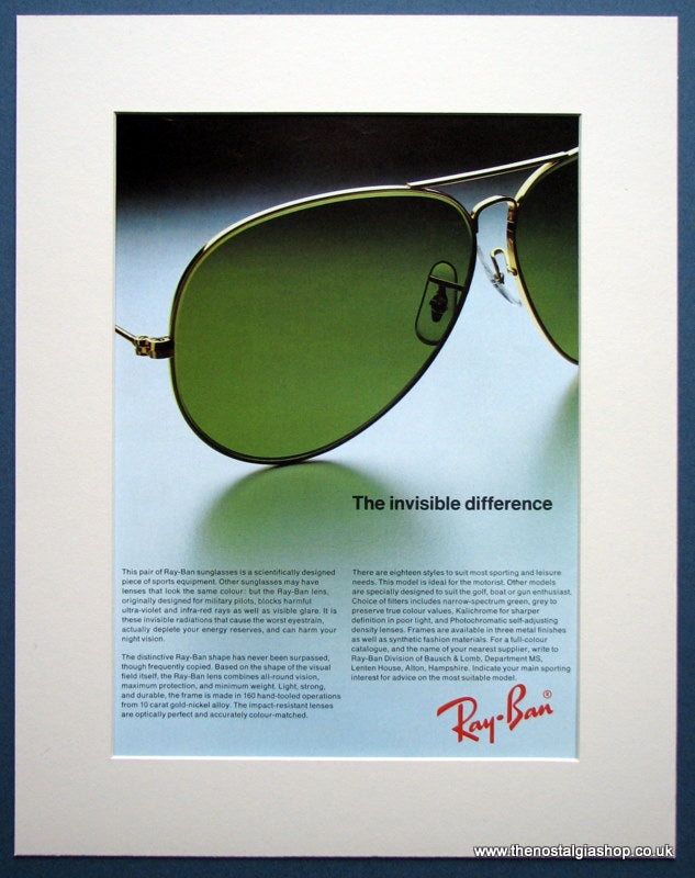 Ray-Ban Sunglasses 1975 Original Advert (ref AD957)