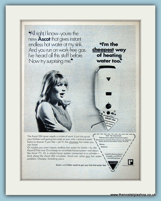 Ascot 526 Gas Water Heater Original Advert 1968 (ref AD4680)
