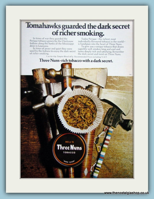 Bell's Three Nuns Tobacco Set Of 2 Original Adverts 1968 & 1973 (ref AD6007)