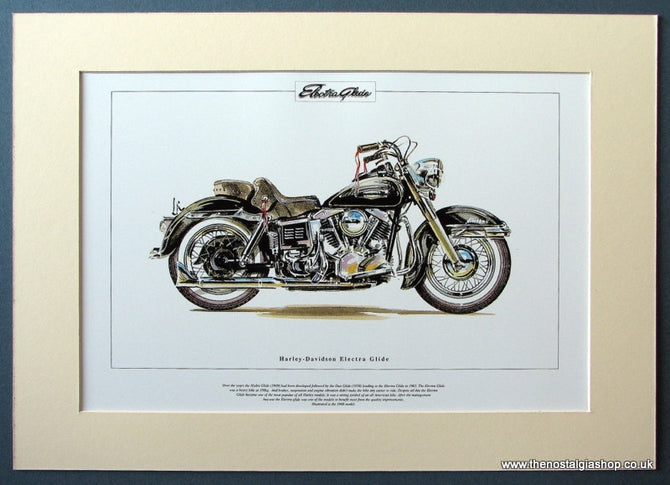 Harley Davidson Electra Glide. Mounted Motorcycle Print. (ref PR3012)