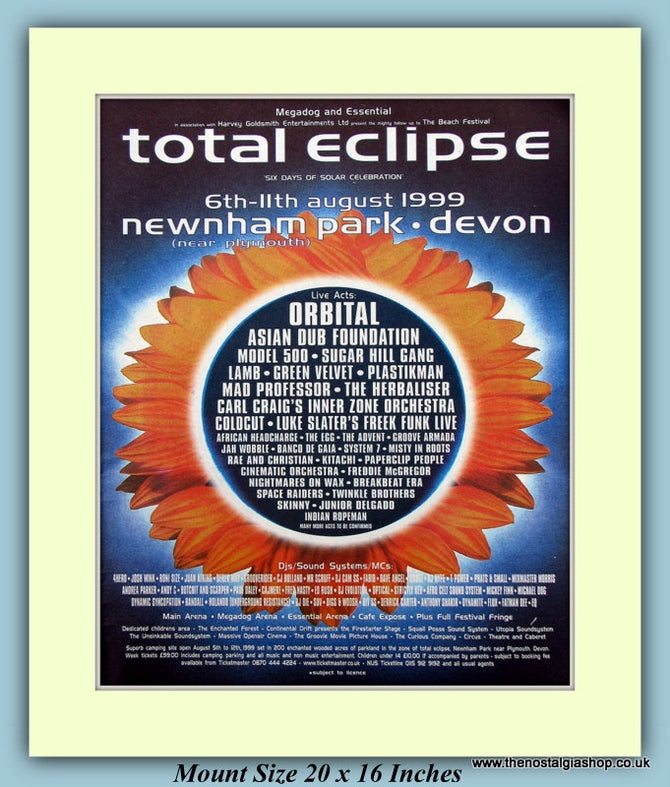 Total Eclipse Newnham Park Devon Festival Original Advert 1999 (ref AD9053)