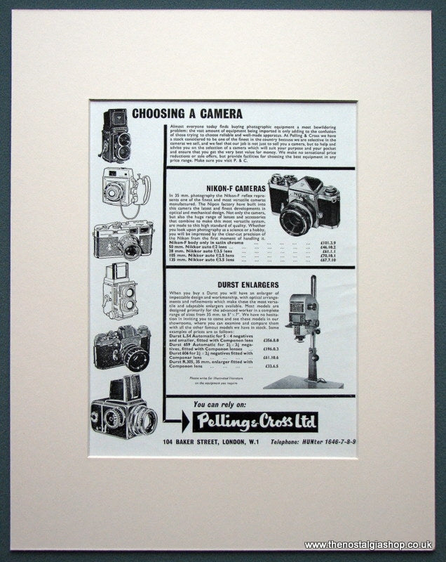 Pelling & Cross Ltd Camera Dealers. Original advert 1963 (ref AD1033)