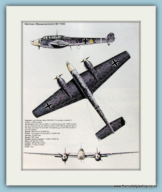 German Messerschmitt Bf 110C Print (ref PR515)