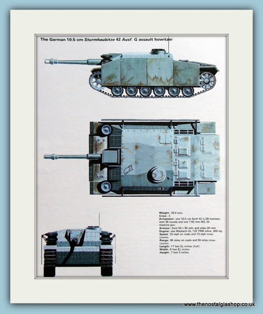 German 10.5-cm Sturmhaubitze 42 Ausf. G Assault Howitzer. Print (ref PR450)