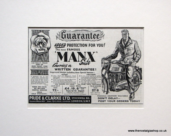 Manx Suit 1950's Original Advert (ref AD1584)