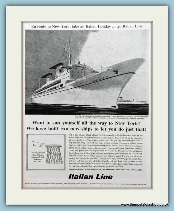 Italian Line Ship Original Advert 1965 (ref AD2308)