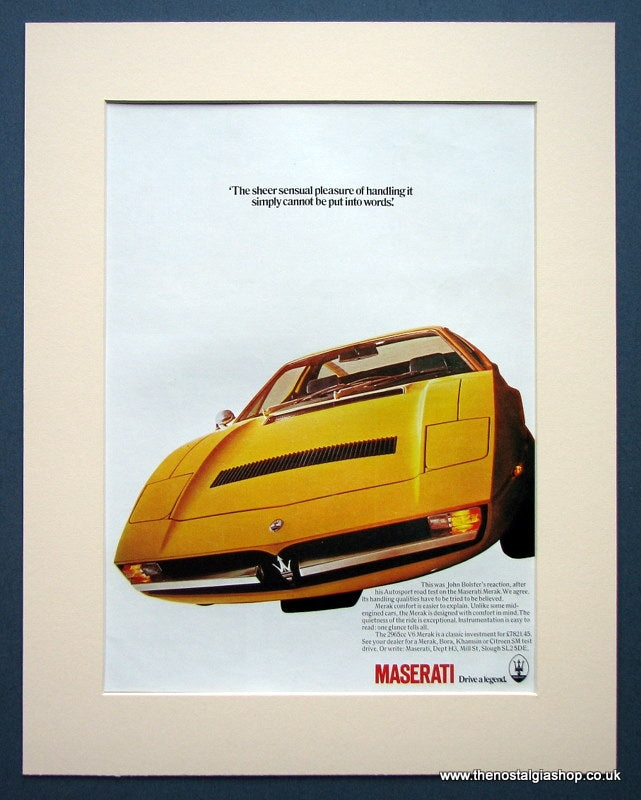 Maserati Merak 1975 Original Advert (ref AD1437)