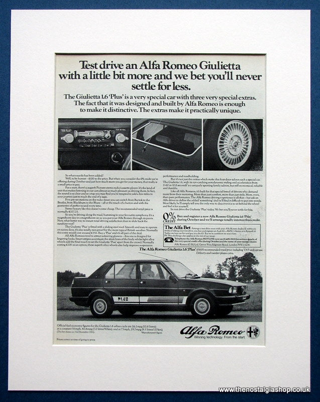 Alfa Romeo Giulietta. Original advert 1981 (ref AD1426)