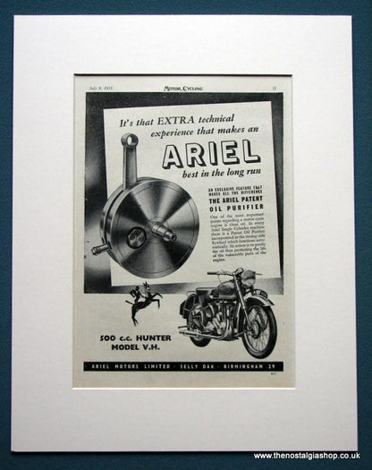 Ariel Motorcycles, Set of 2 Original adverts 1953 (ref AD1257)