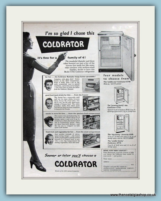 Coldrator Fridge Original Advert 1954 (ref AD3910)