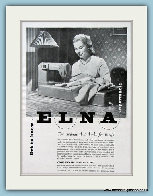 Elna Supermatic Sewing Machine Original Advert 1955 (ref AD2501)