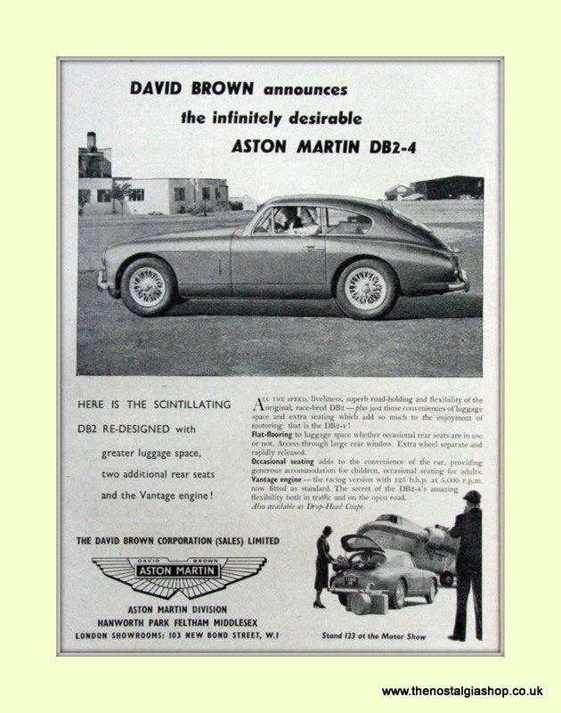 Aston Martin DB2-4 David Brown Original Advert 1953 (ref AD6698)