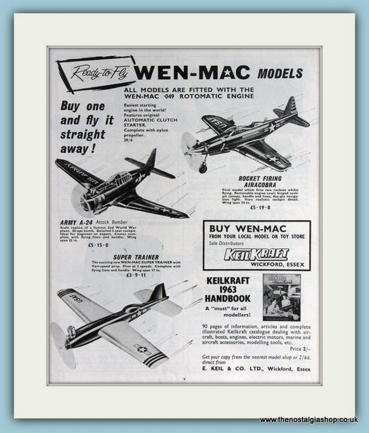 Wen-Mac Aircraft Models. Original Advert 1963 (ref AD2812)