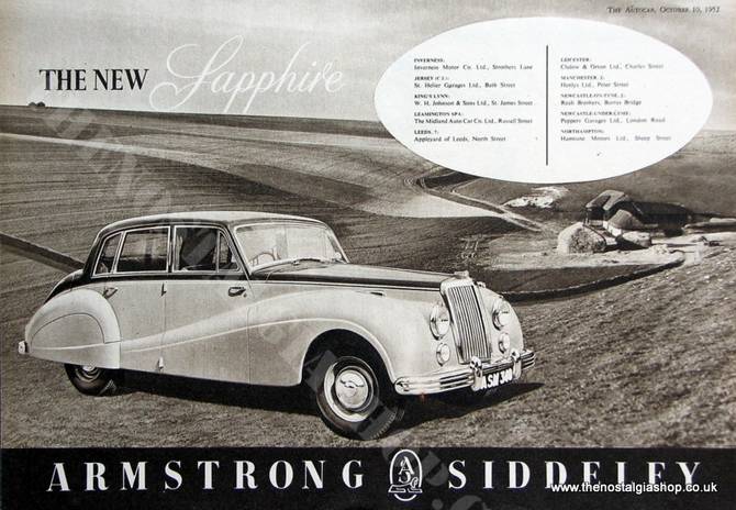 Armstrong Siddeley Sapphire 1952 Original Advert (ref AD1470)