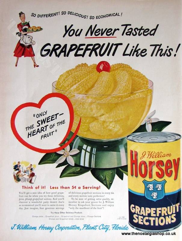 Horsey Grapefruit Sections. Original Advert 1948 (ref AD4003)