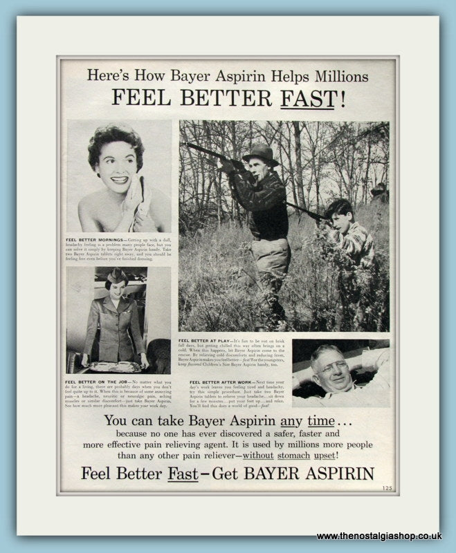 Bayer Asprin Original Advert 1955 (ref AD8275)