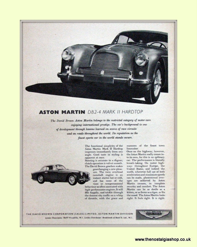Aston Martin DB2-4 Mark II Hardtop Original Advert 1956 (ref AD6697)