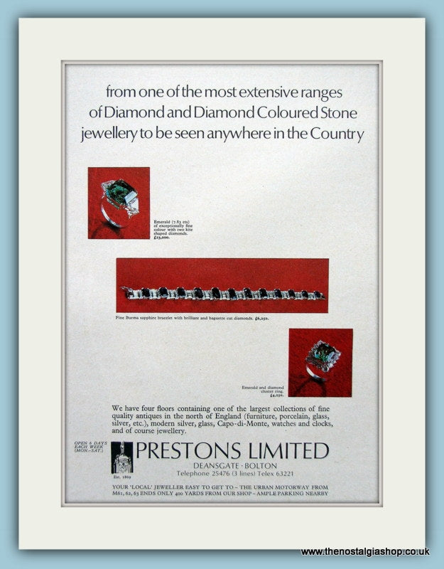 Prestons Limited Diamonds Original Advert 1973 (ref AD6230)