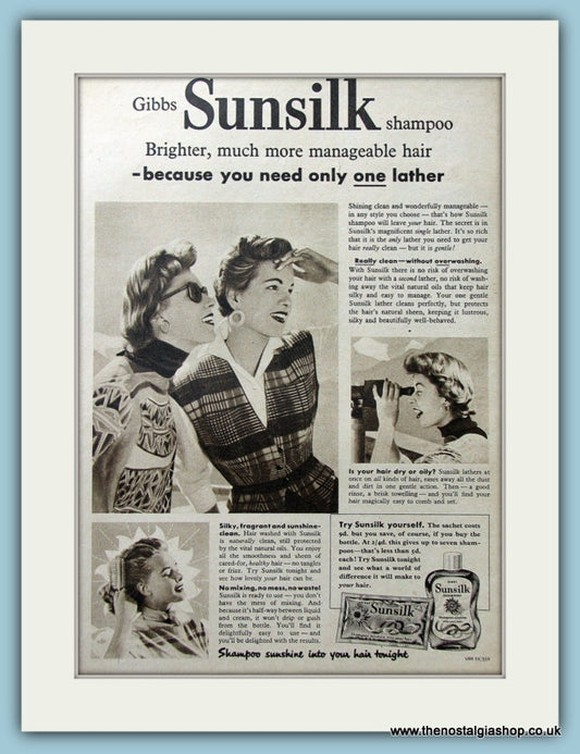 Sunsilk Shampoo Original Advert 1955 (ref AD4348)