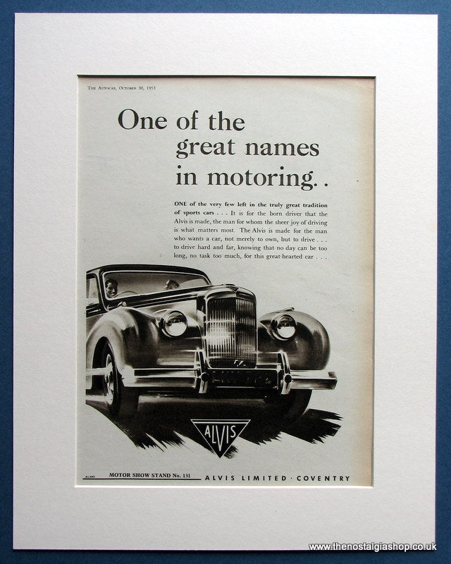 Alvis 1953 Original Advert (ref AD1464)