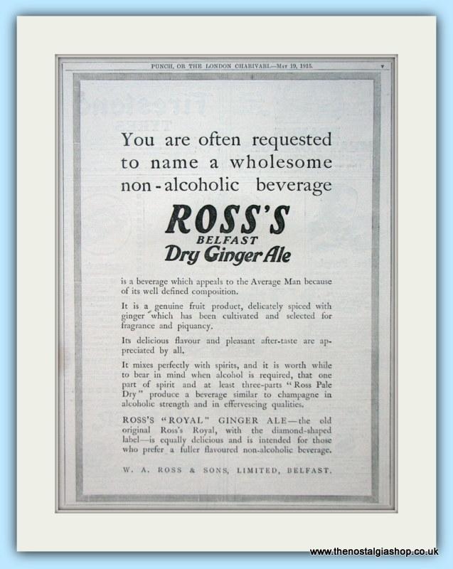 Ross's Dry Ginger Ale From Belfast Set Of 3 Original Adverts 1925 & 1915 (ref AD4946)