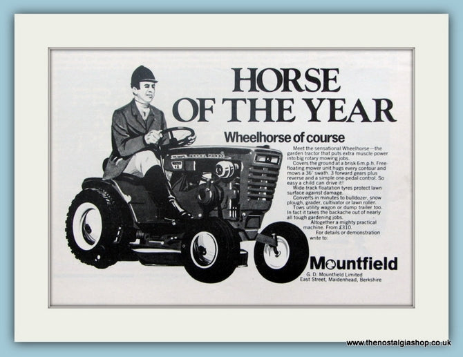 Mountfield Wheelhorse Garden Tractor. Original Advert 1970 (ref AD4588)