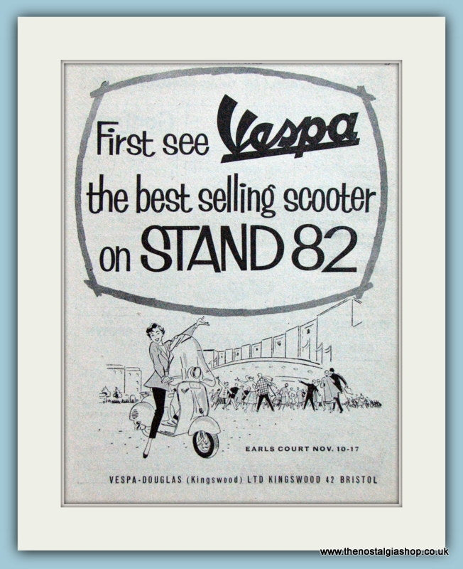 Vespa At Earls Court Original Advert 1956 (ref AD4180)