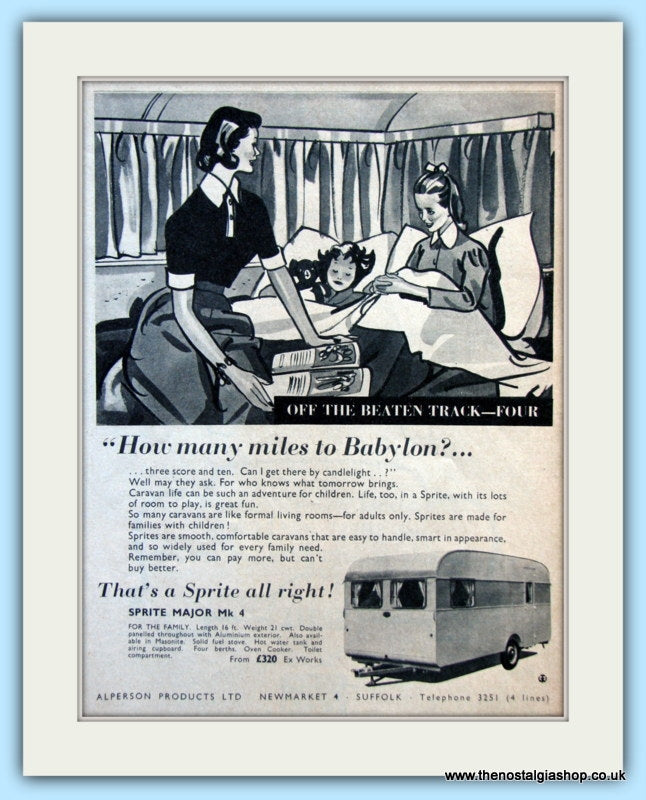 Sprite Major Mk 4 Caravan Original Advert 1956 (ref AD6362)