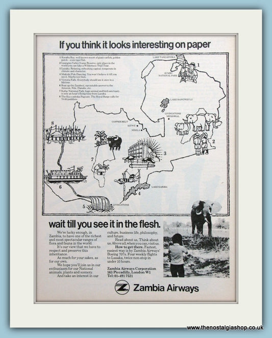 Zambia Airways Original Advert 1976 (ref AD2183)