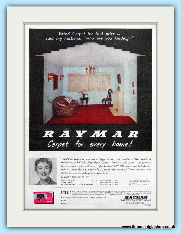 Raymar Carpets Original Advert 1955 (ref AD4844)