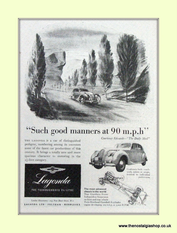 Lagonda Aston Martin Original Advert 1951 (ref AD6696)