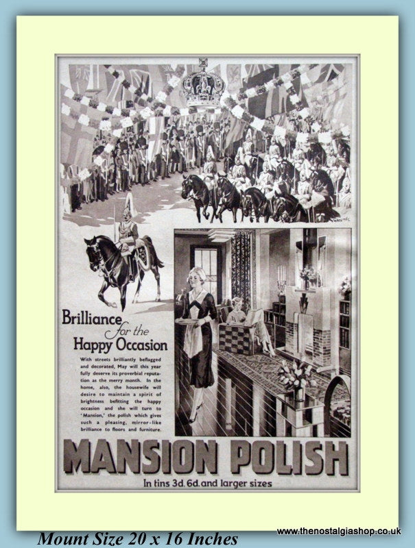 Mansion Furniture Polish Original Advert 1937 (ref AD9203)