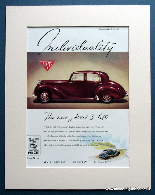 Alvis 3 Litre 1950 Original Advert (ref AD1460)