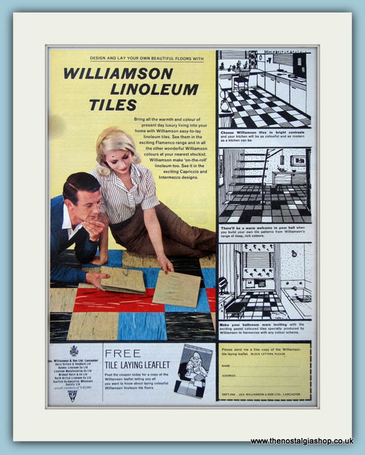 Williamson Linoleum Tiles Original Advert 1960 (ref AD4688)