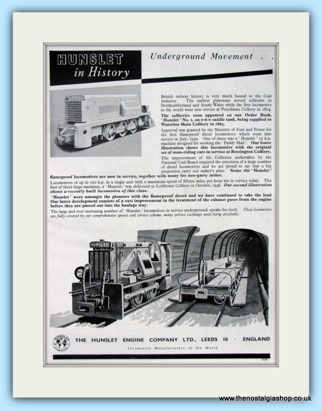 Hunslet Engine Company Original Advert 1955 (ref AD6493)
