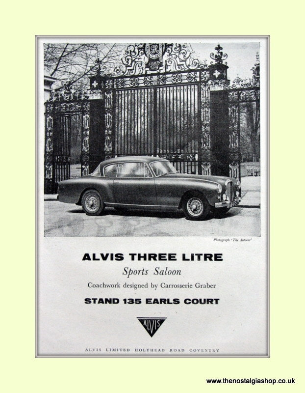 Alvis Three Litre Sports Saloon. Original Advert 1957(ref AD6645)